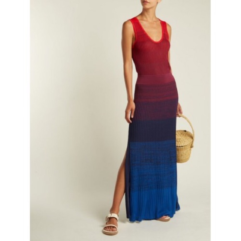 Elizabeth and James Red Blue Ombré Maxi Dress Sz S